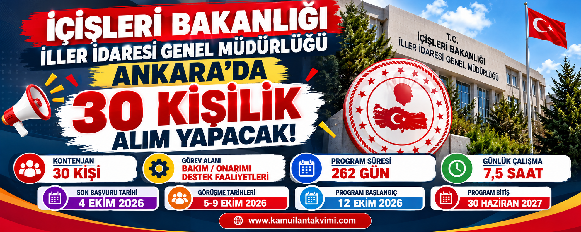 İçişleri Bakanlığı İller İdaresi Genel Müdürlüğü Ankara 30 kişilik İşgücü Uyum Programı alımı