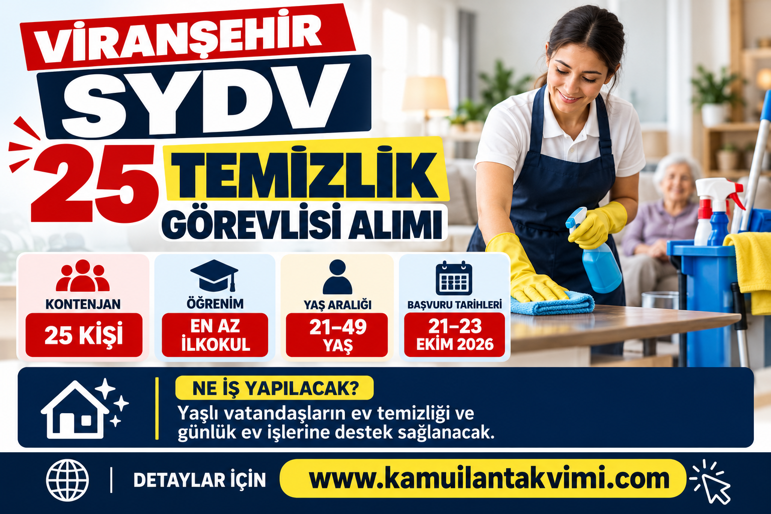 Viranşehir SYDV 25 Temizlik Görevlisi Alımı Yapacak