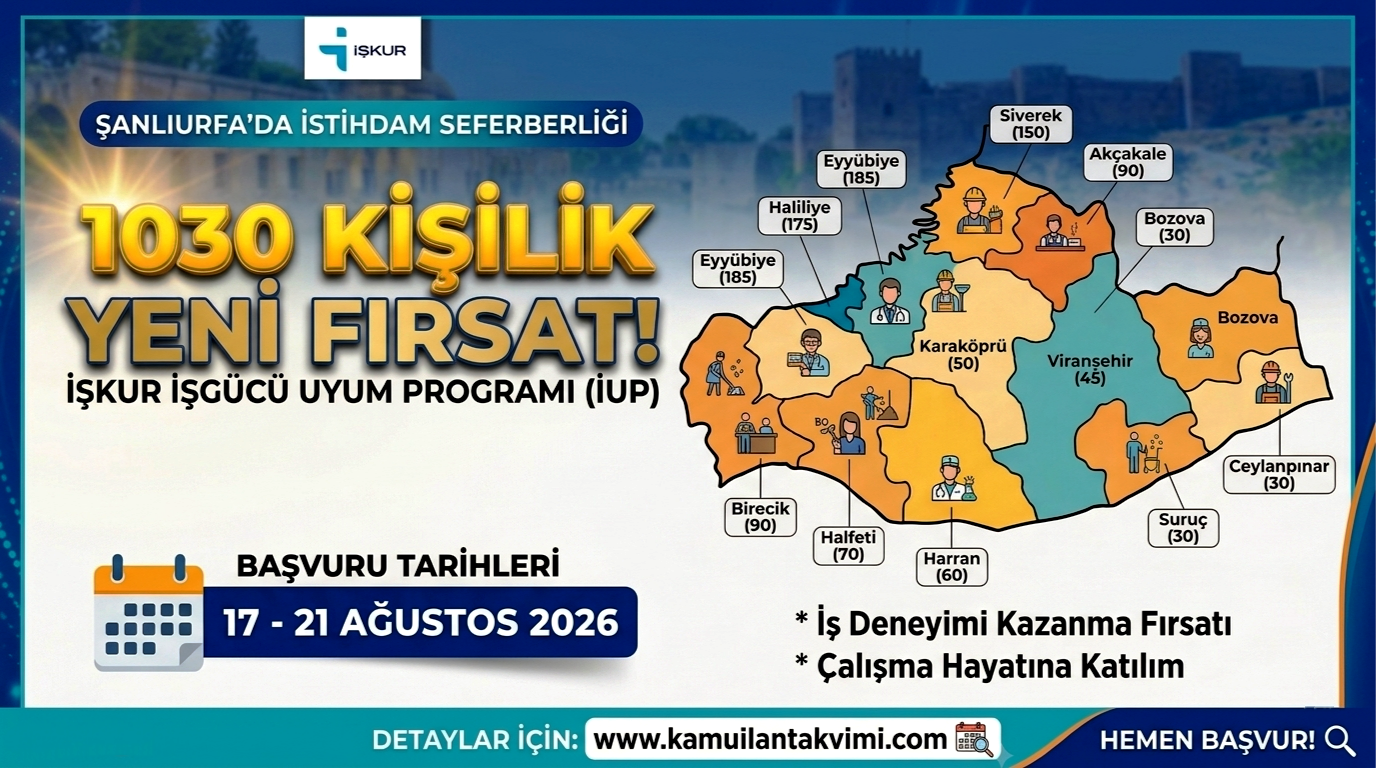 Şanlıurfa’da 13 ilçede 1.030 kişilik İUP kontenjanı açıldı. Başvurular 21 Ağustos’ta sona eriyor!