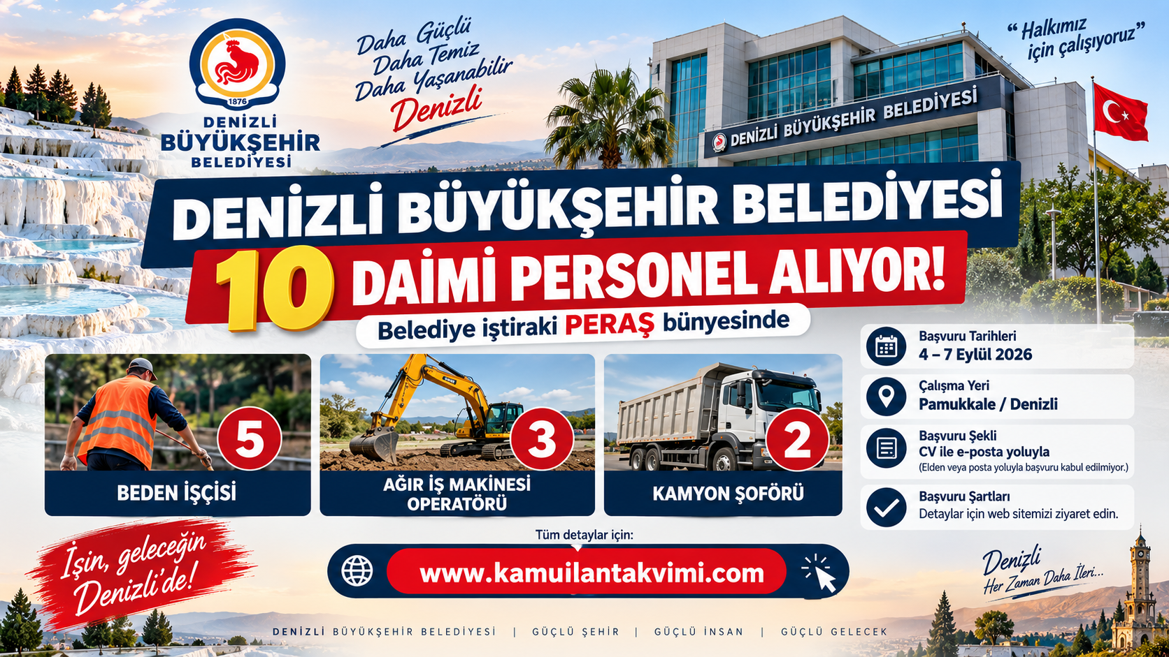 Denizli Büyükşehir Belediyesi PERAŞ 10 daimi personel alımı