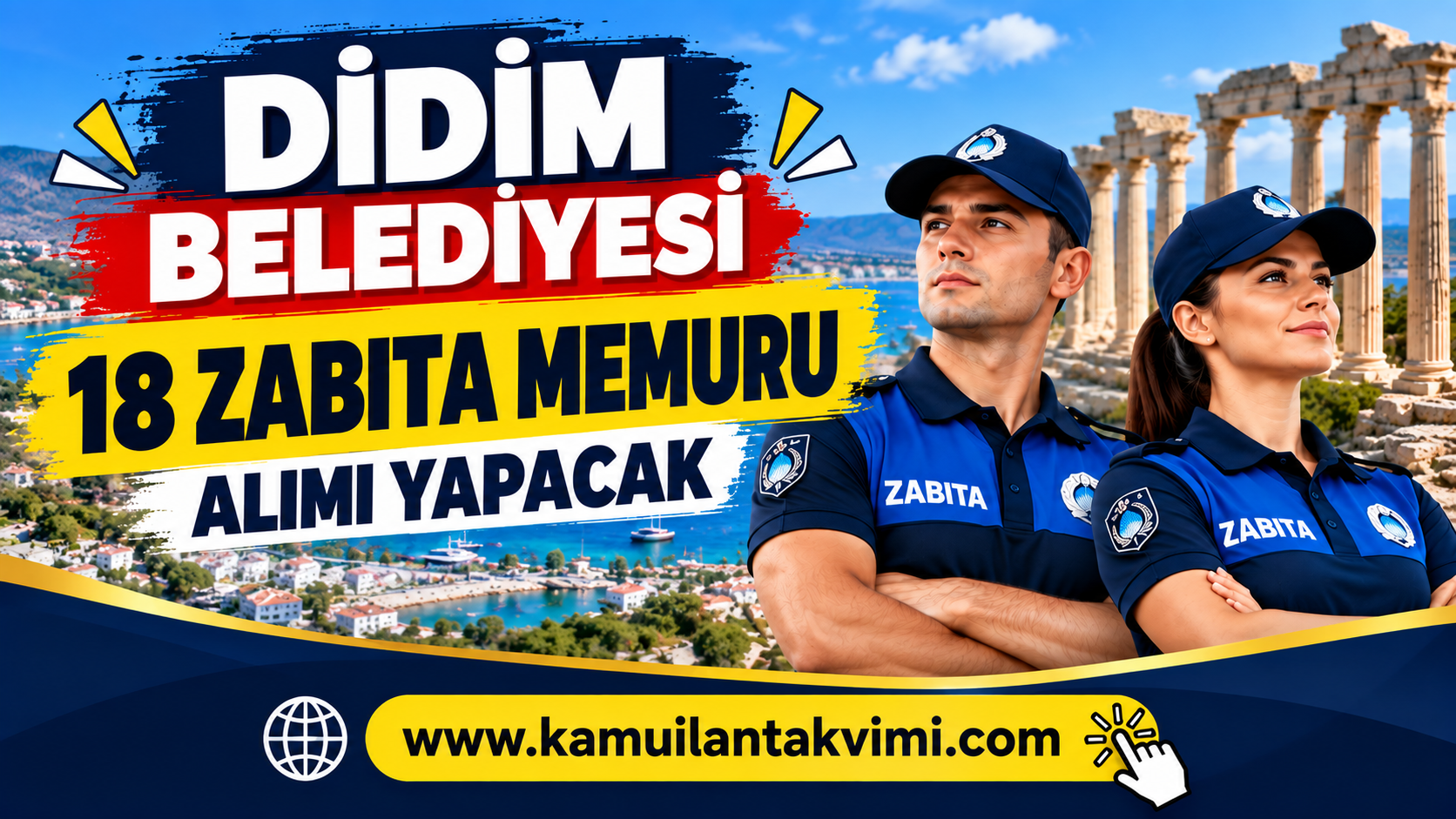 Didim Belediyesi 18 zabıta memuru alımı 2026 başvuru şartları ve sınav tarihleri