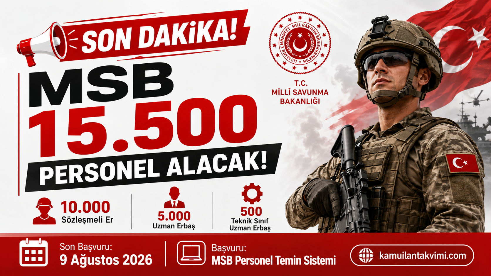 MSB 15.500 personel alımı duyurusu