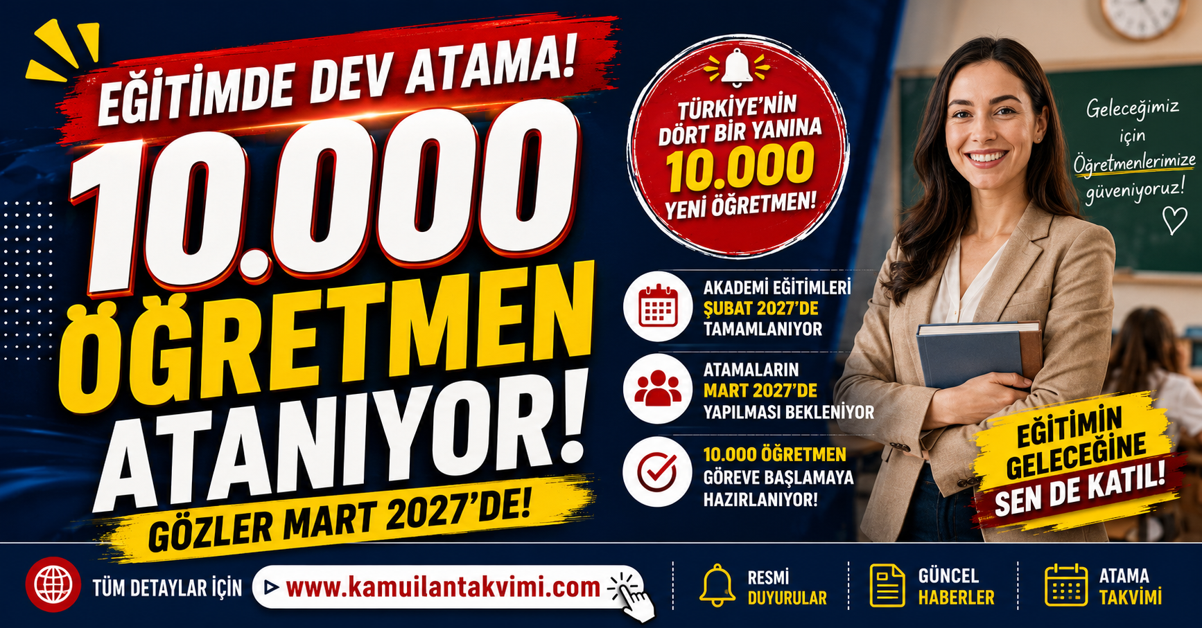 10 bin öğretmen ataması için gözler Mart 2027'ye çevrildi.