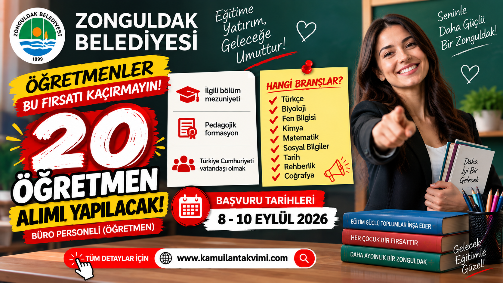 Zonguldak Belediyesi 20 Öğretmen Alımı Yapacak! Başvurular 10 Eylül’de Sona Eriyor