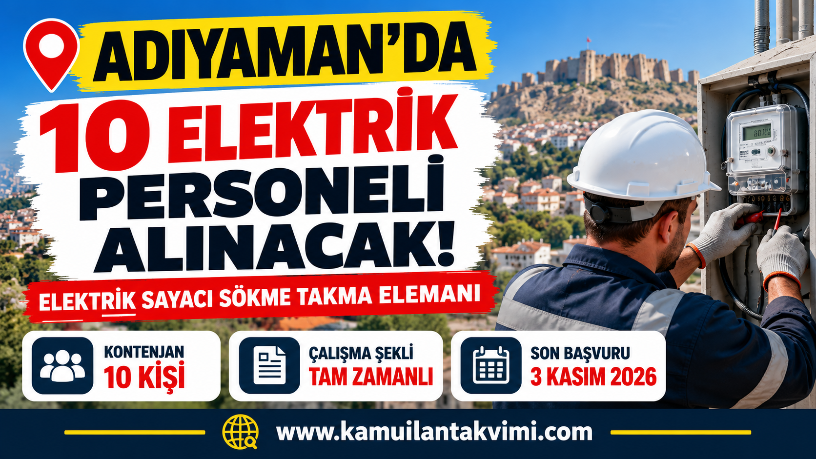 Adıyaman’da 10 Elektrik Personeli Alınacak!