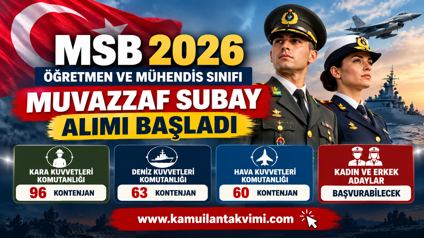MSB 2026 Öğretmen ve Mühendis Sınıfı Muvazzaf Subay Alımı: 219 Kontenjan