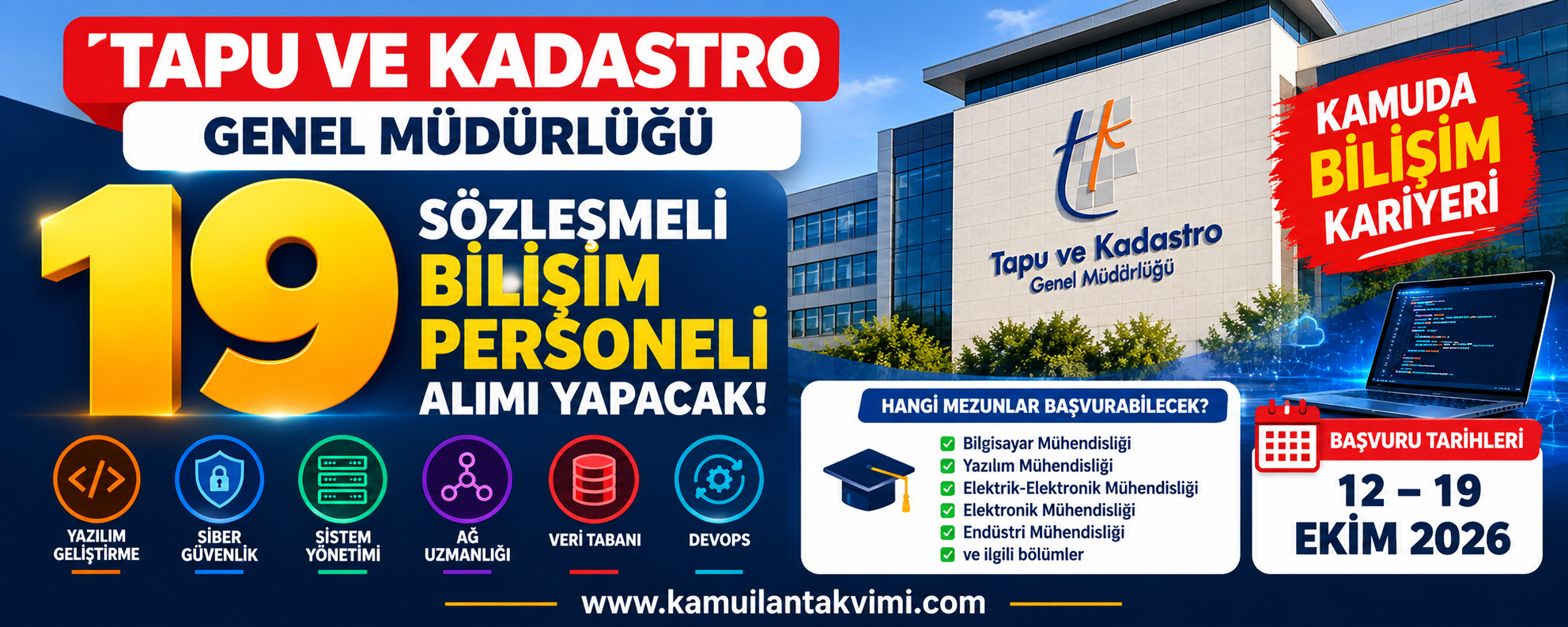 Tapu ve Kadastro Genel Müdürlüğü 19 Sözleşmeli Bilişim Personeli Alımı Yapacak