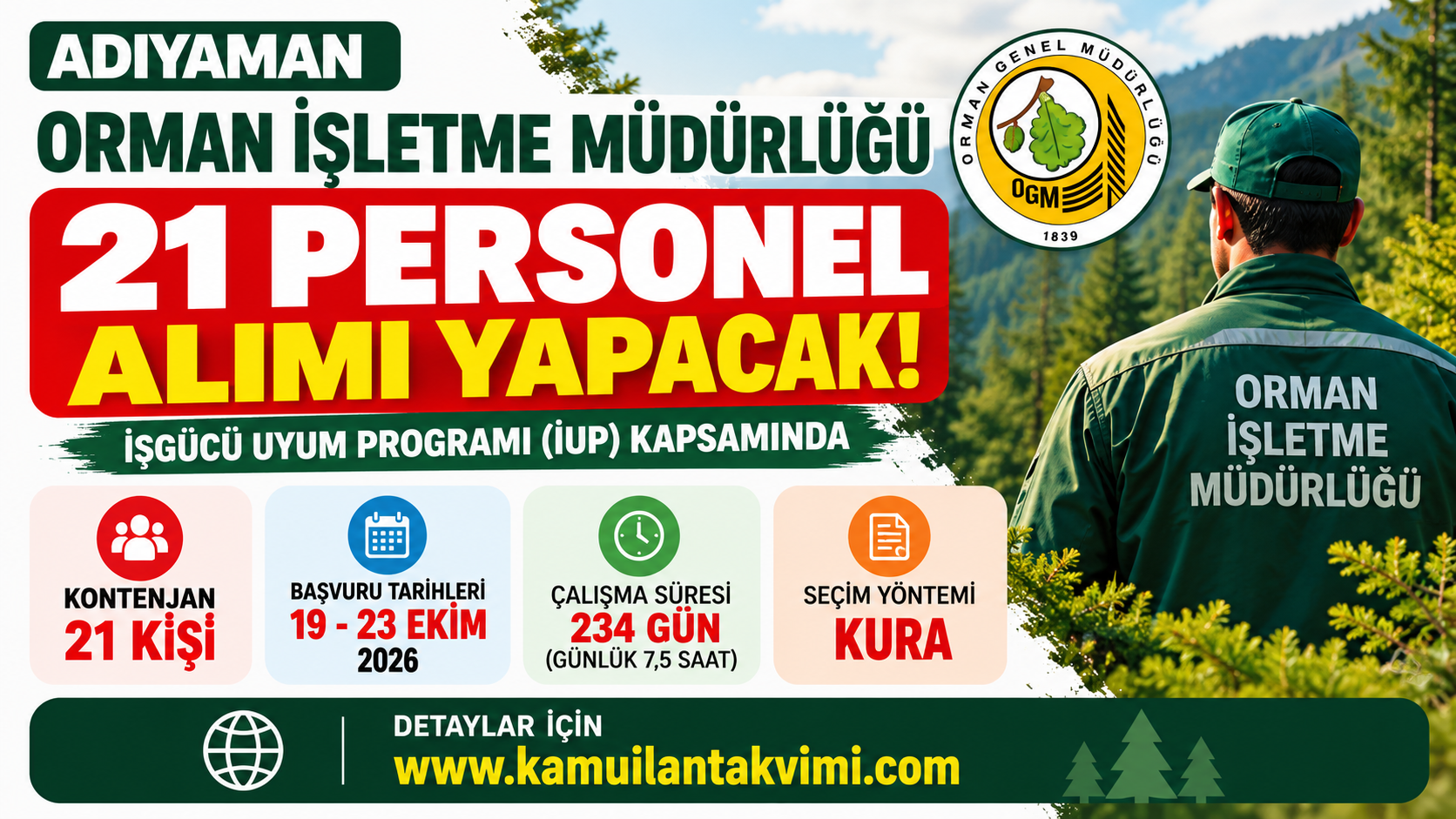 Adıyaman Orman İşletme Müdürlüğü 21 Personel Alıyor