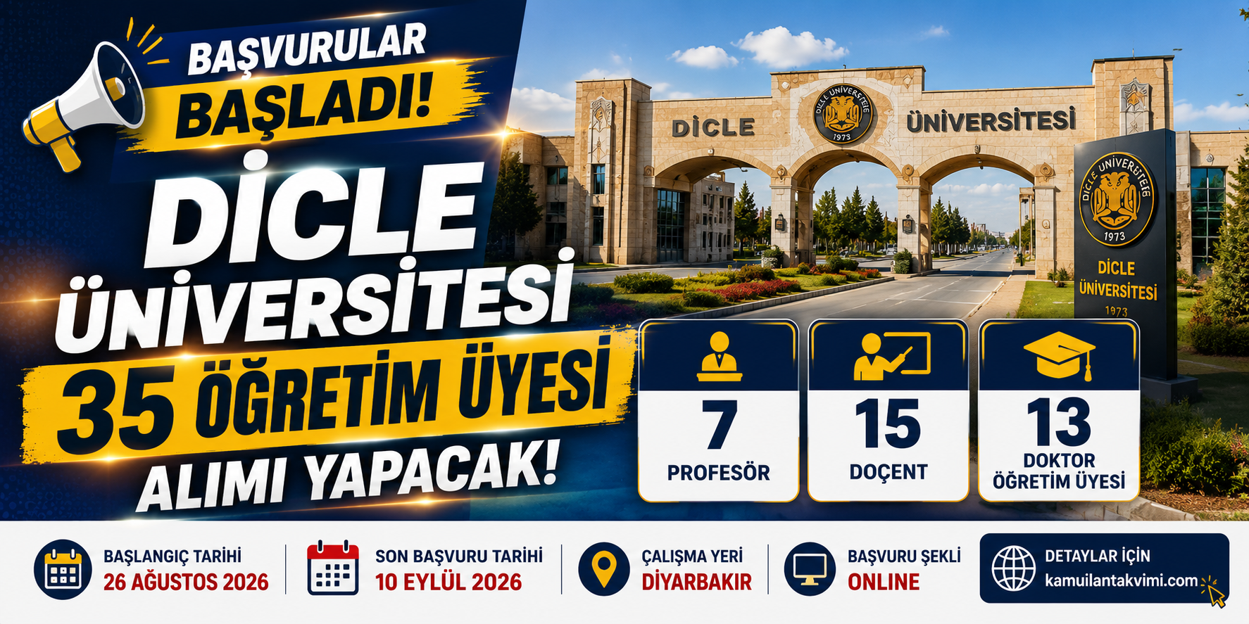 Dicle Üniversitesi 35 Öğretim Üyesi Alımı – Profesör, Doçent ve Doktor Öğretim Üyesi Kadroları
