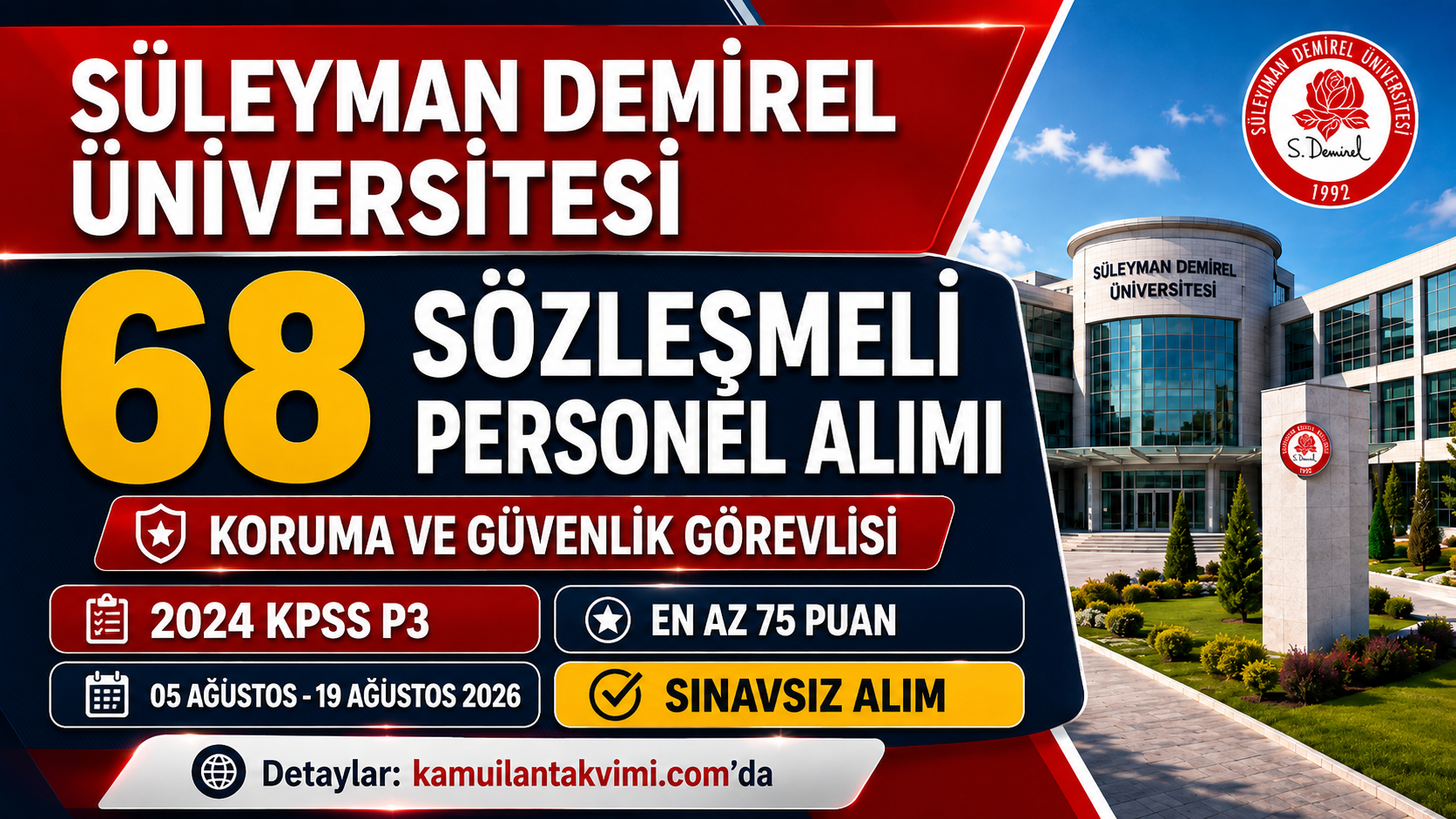 Süleyman Demirel Üniversitesi 68 Sözleşmeli Personel Alımı: Başvuru Şartları ve Tarihleri