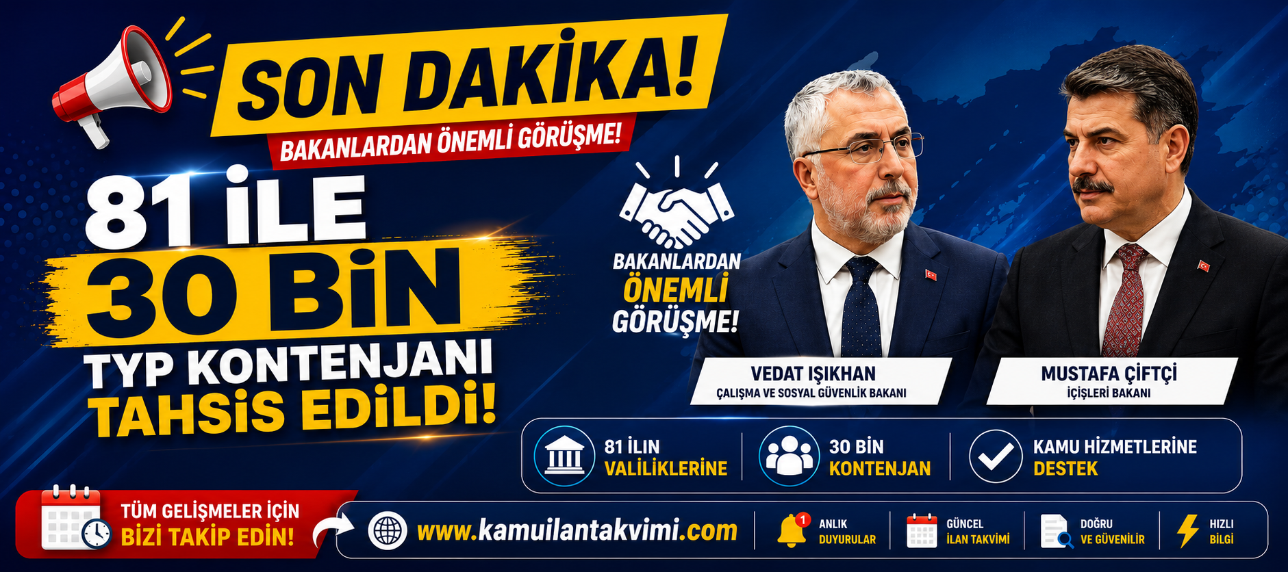 Bakan Işıkhan ve Bakan Çiftçi'nin görüşmesi sonrası 81 ilin valiliklerine toplam 30 bin TYP kontenjanı tahsis edildi.