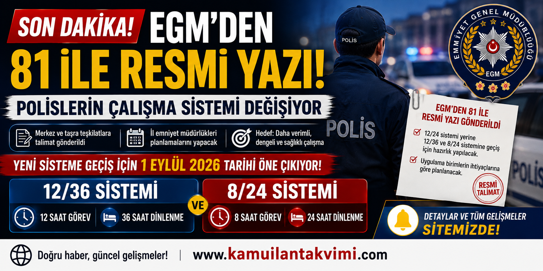 12/36 ve 8/24 çalışma sistemi için hazırlık başladı! 1 Eylül 2026 detayı