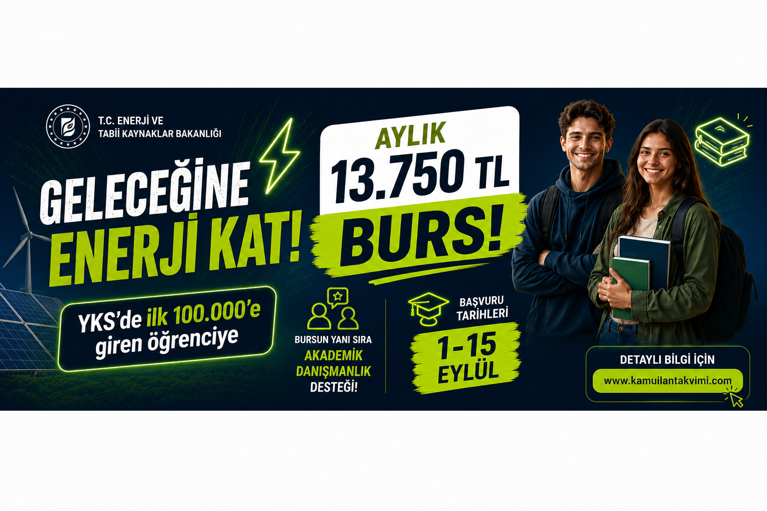 Enerji Bakanlığı'ndan 13.750 TL Burs Desteği! YKS'de İlk 100 Bine Giren Öğrencilere Fırsat haber görseli