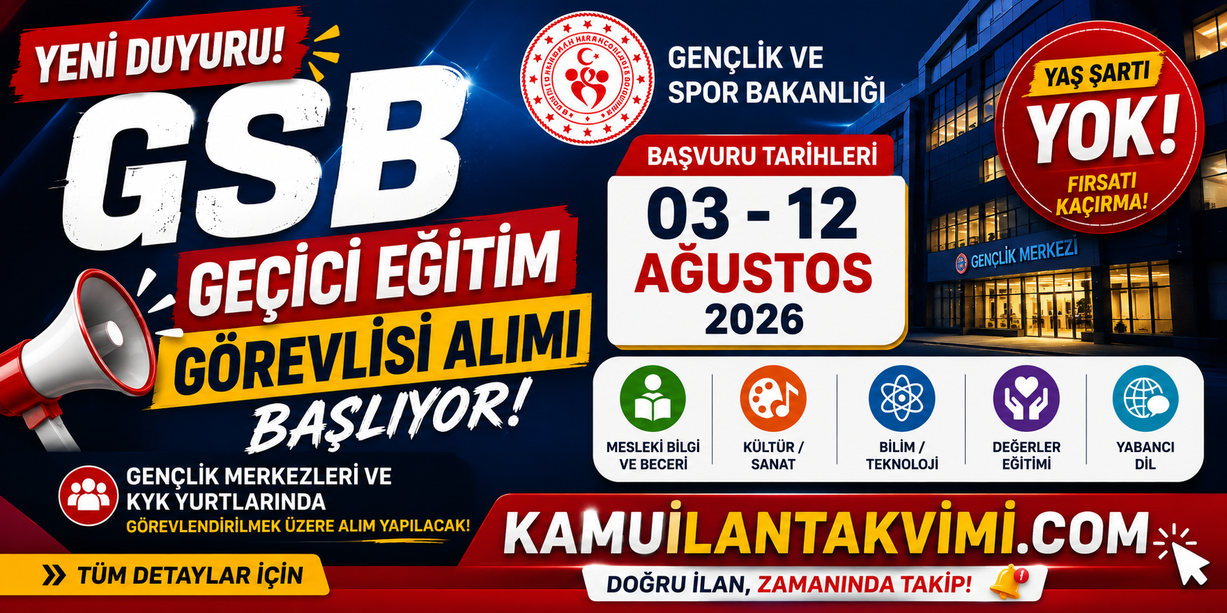 Gençlik ve Spor Bakanlığı Geçici Eğitim Görevlisi Başvuruları 3 Ağustos'ta Başlıyor haber görseli