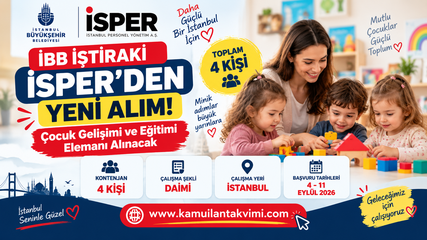 İBB İştiraki İSPER 4 Çocuk Gelişimi ve Eğitimi Elemanı Alacak! Başvurular Başladı