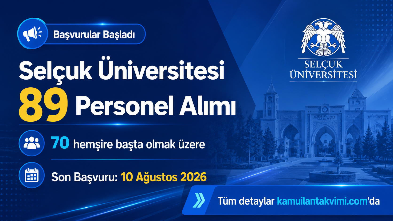 Selçuk Üniversitesi 89 Sözleşmeli Personel Alacak: Başvurular Başladı haber görseli