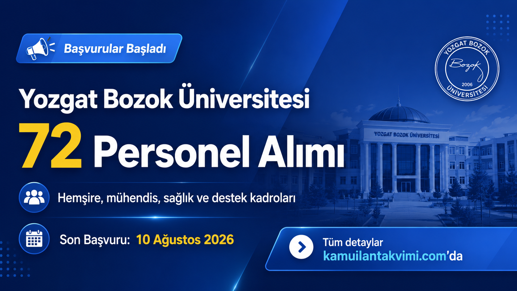 Yozgat Bozok Üniversitesi 72 Sözleşmeli Personel Alacak haber görseli